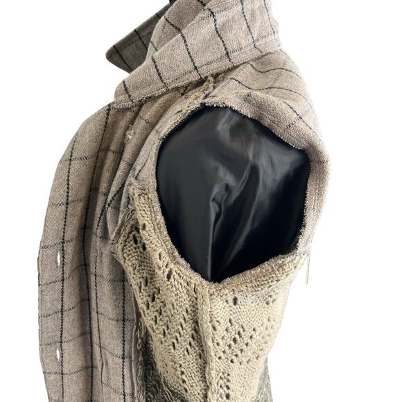 XS Black Swan Sweater Duster BJ143274 Wool Blend Plaid Double Breasted Pockets - Picture 8 of 14